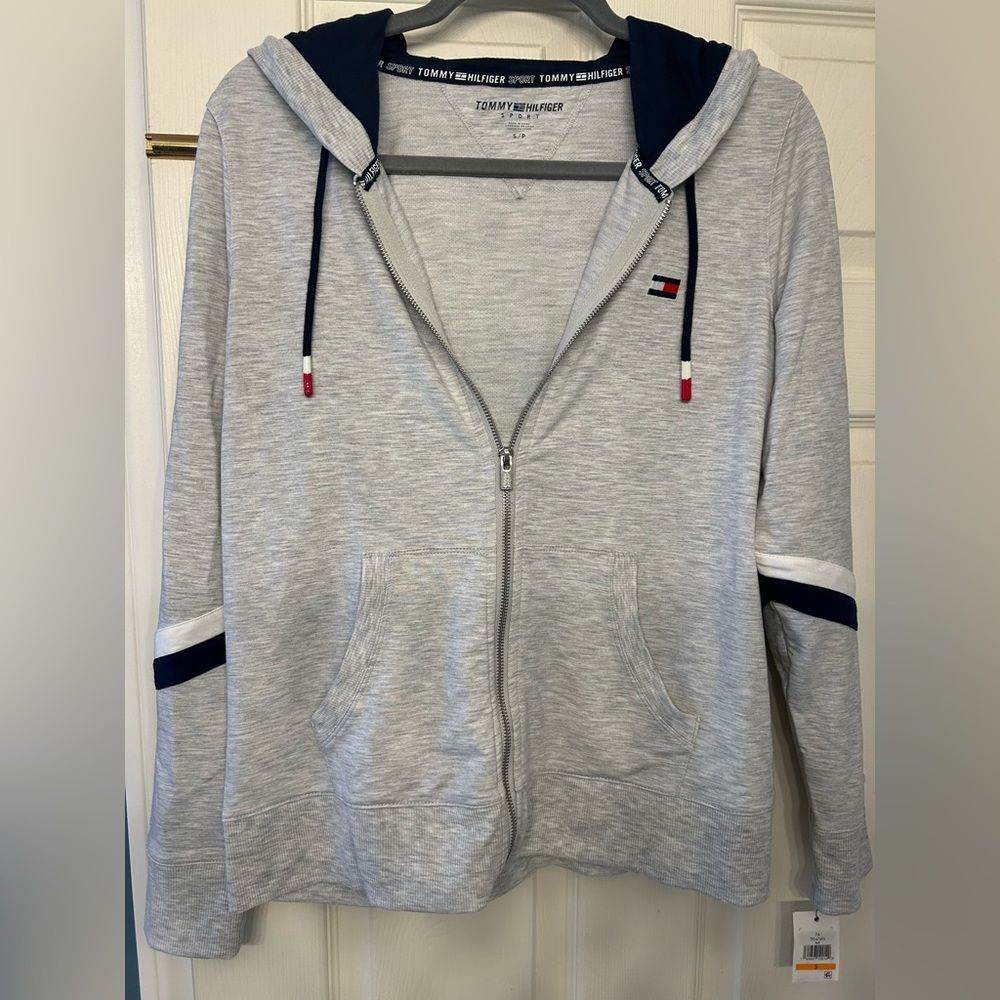 Tommy Hilfiger, Striped-Sleeve Zippered Hoodie